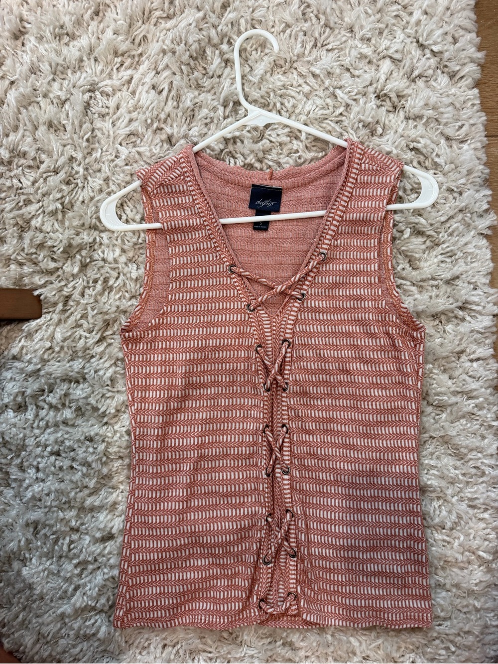 Day trip Knit Tank Top with crisscross design in front
